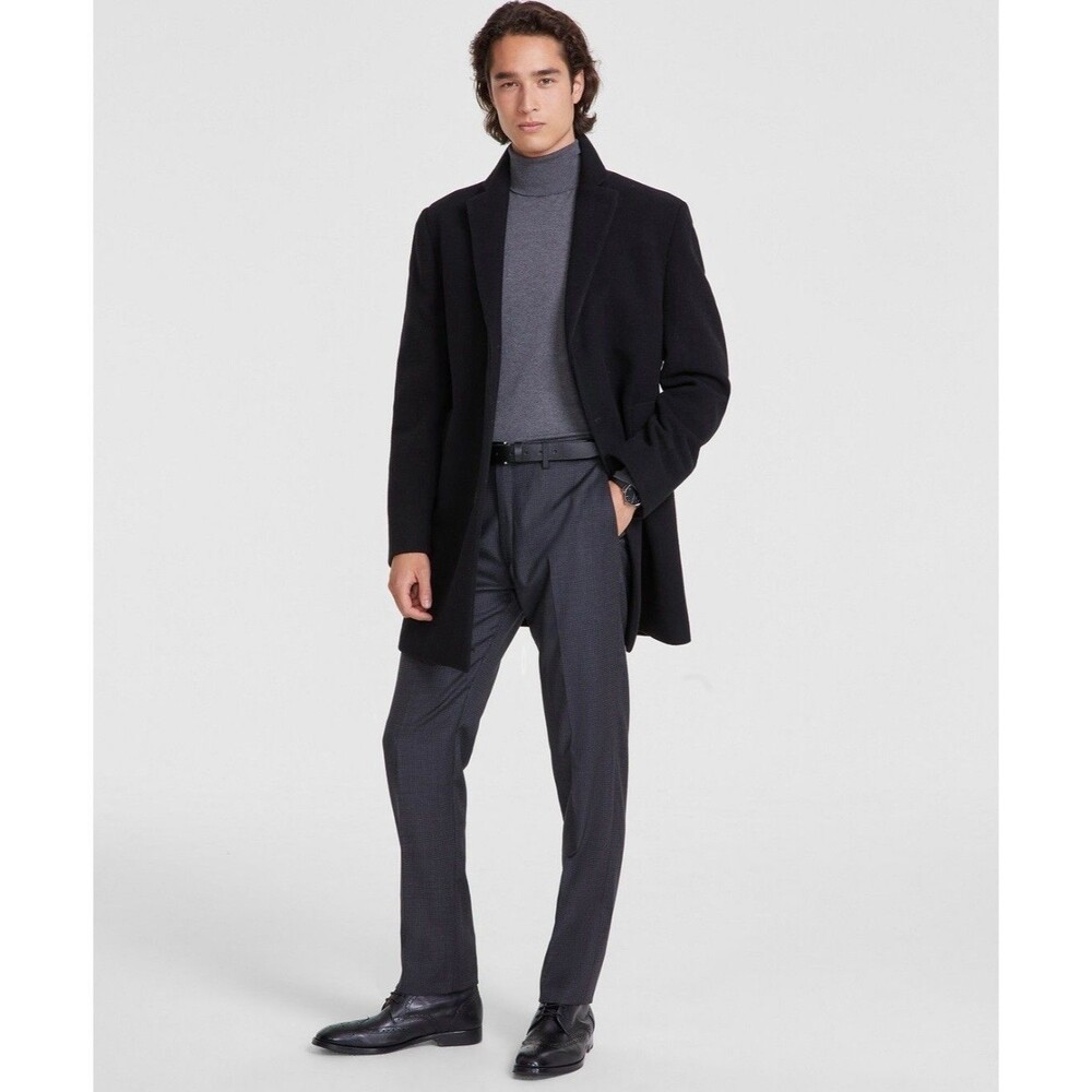 $395 NEW CALVIN KLEIN Mens 40R Black X Slim 36" Long Prosper OverCoat Jacket